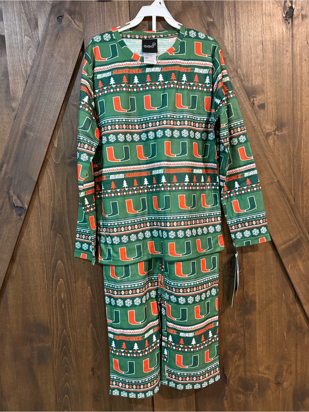 Miami hurricanes Kids Green & Orange Holiday Pajama Set